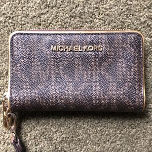 Michael Kors Wristlet Brown Canvas